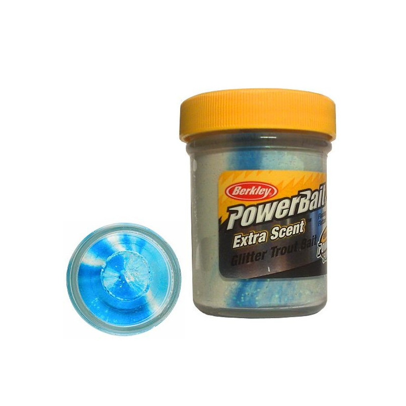 Köp Powerbait Natural Scent Glitter Garlic - White / Neon Blue online på