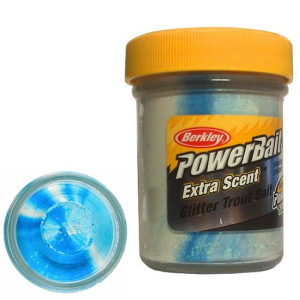 Köp Powerbait Natural Scent Glitter Garlic - White / Neon Blue online på Miekofishing.se