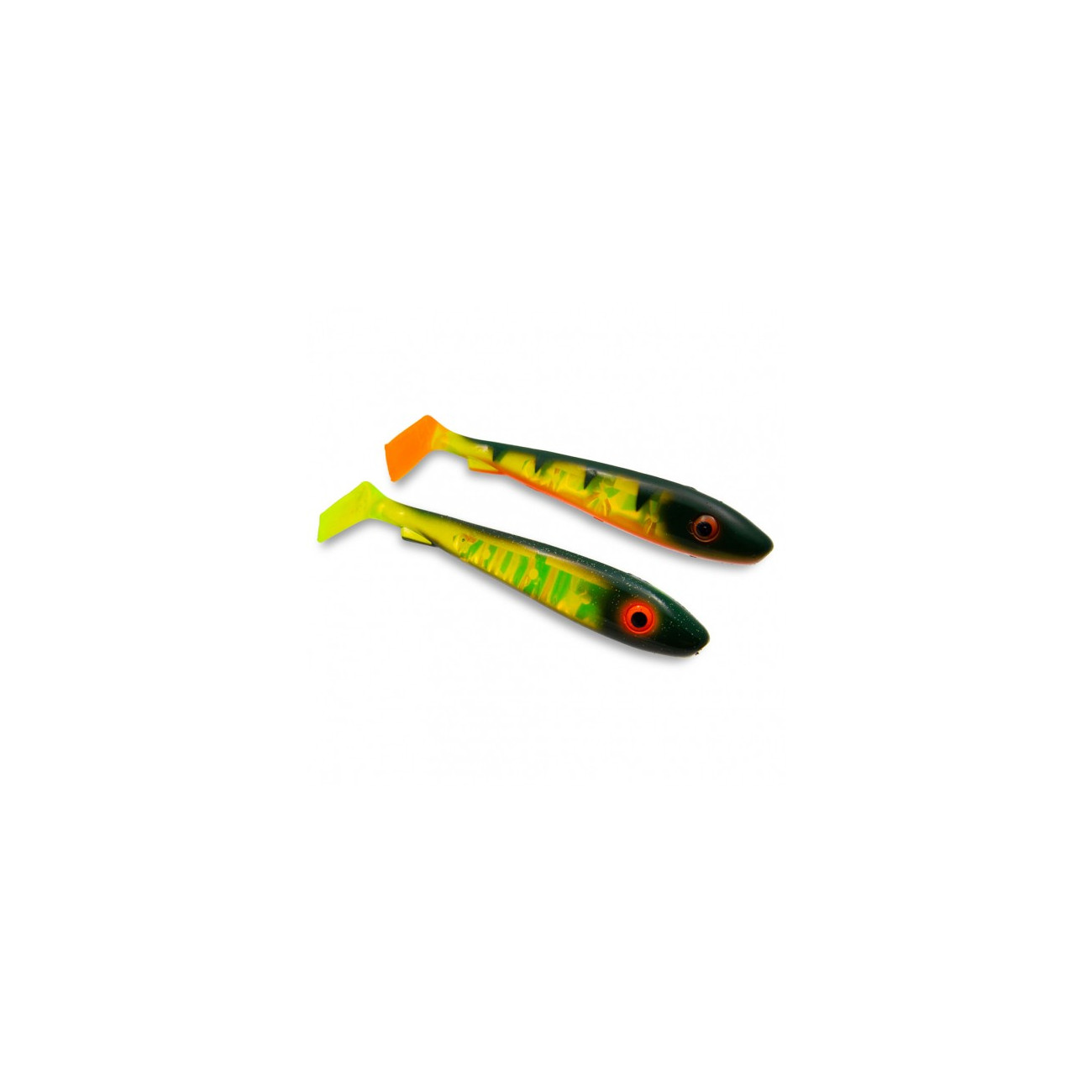 Köp SvartZonker Flash Series McRubber Jr 17cm - Black Chartreuse & Fire Tiger (2-pack) på Miekofishing.se