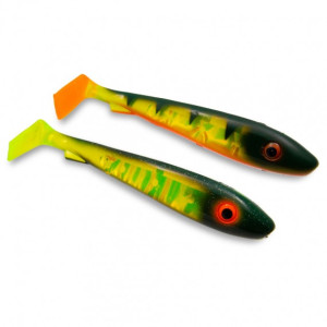 Köp SvartZonker Flash Series McRubber Jr 17cm - Black Chartreuse & Fire Tiger (2-pack) på Miekofishing.se