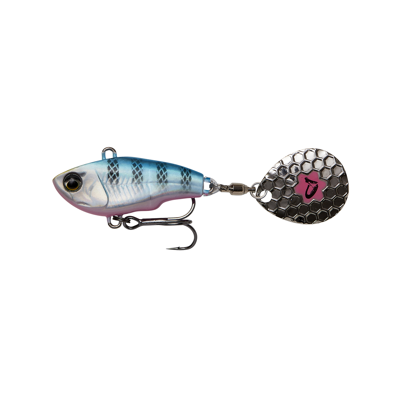 Köp SG Fat Tail Spin 6,5cm 16g - Blue Silver Pink på Miekofishing.se!