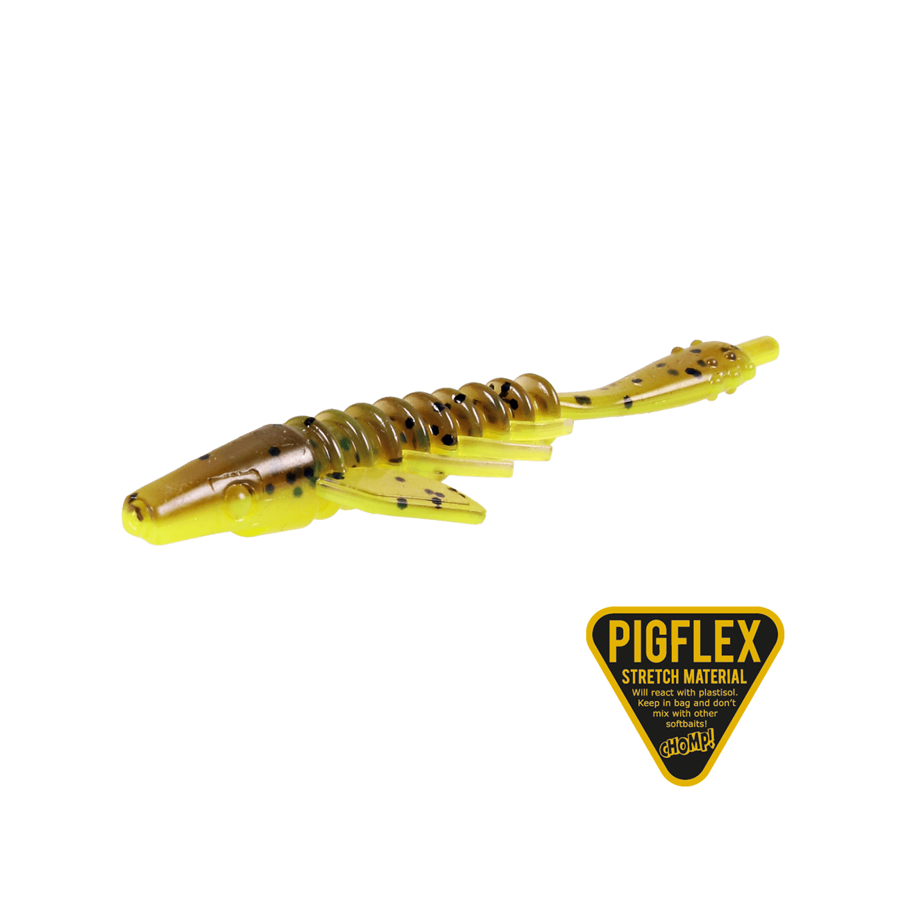 Köp Pigster Gecko 8,5cm 2,5g - Brown Chartreuse Flake (4-pack) på Miekofishing