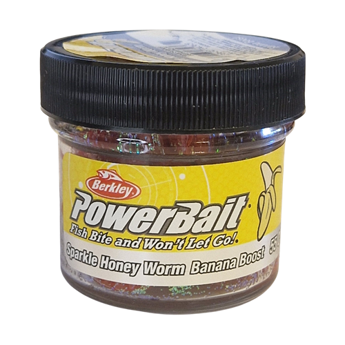 Köp PowerBait Honey Worm 25mm - Red/Scales (Banana Boost) på MiEKO!