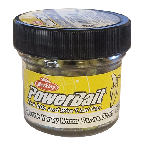 Köp PowerBait Honey Worm 25mm - Yellow/Scales (Banana Boost) på MiEKO!