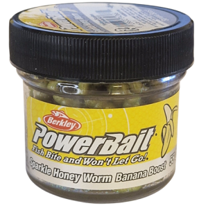 Köp PowerBait Honey Worm 25mm - Yellow/Scales (Banana Boost) på MiEKO!