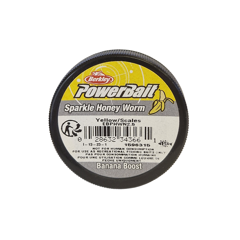 Köp PowerBait Honey Worm 25mm - Yellow/Scales (Banana Boost) på MiEKO!