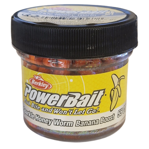 Köp PowerBait Honey Worm 25mm - Orange/Scales (Banana Boost) på MiEKO!