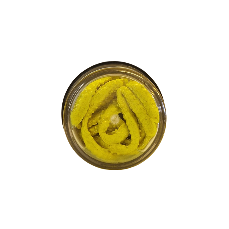 Köp PowerBait Honey Worm 25mm - Yellow (Garlic) på MiEKOfishing.se!