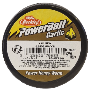 Köp PowerBait Honey Worm 25mm - Yellow (Garlic) på MiEKOfishing.se!