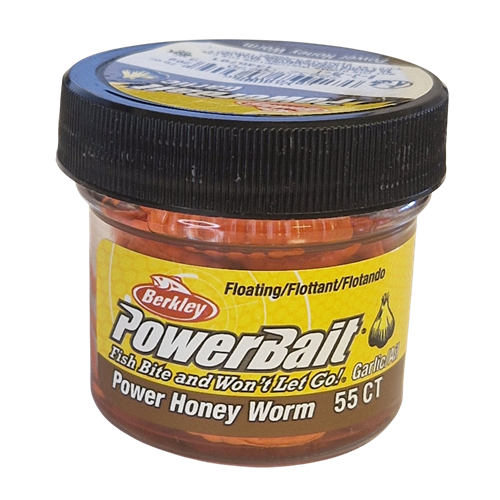 Köp PowerBait Honey Worm 25mm - Orange (Garlic) på MiEKOfishing.se!