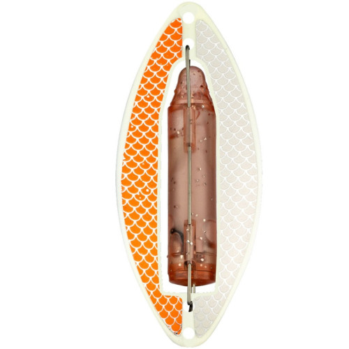 Köp Wiggler Muskus Blinkpirk 81mm - GLOW Orange/Vit på Miekofishing.se