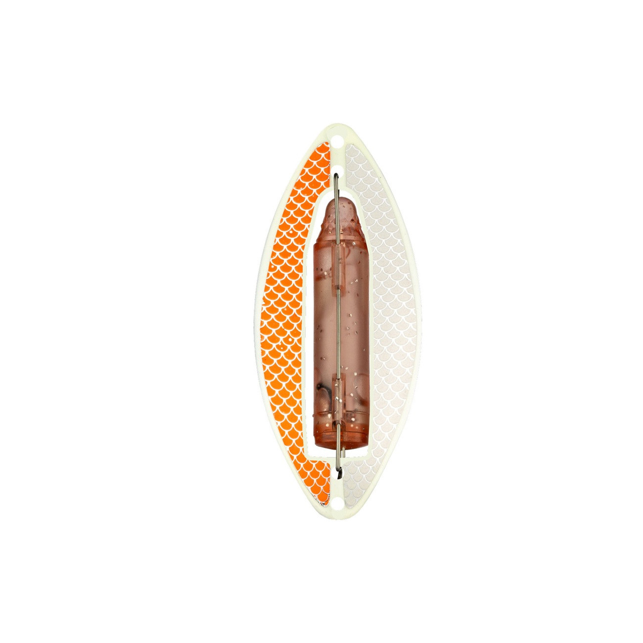 Köp Wiggler Muskus Blinkpirk 81mm - GLOW Orange/Vit på Miekofishing.se