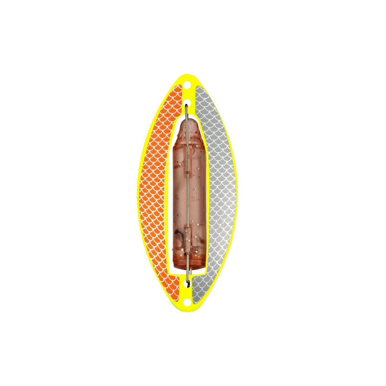 Köp Wiggler Muskus Blinkpirk 81mm - GUL Orange/Silver på Miekofishing!