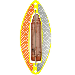Köp Wiggler Muskus Blinkpirk 81mm - GUL Orange/Silver på Miekofishing!