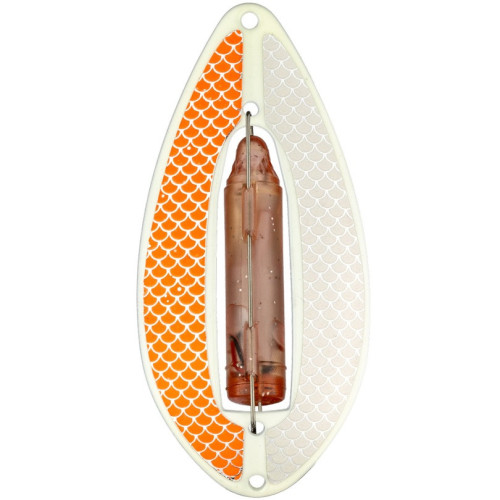Köp Wiggler Muskus Blinkpirk 98mm - GLOW Orange/Vit på Miekofishing.se