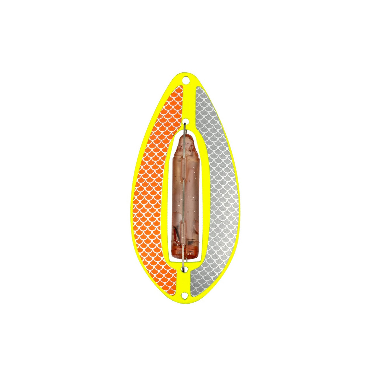 Köp Wiggler Muskus Blinkpirk 81mm - GUL Orange/Silver på Miekofishing!