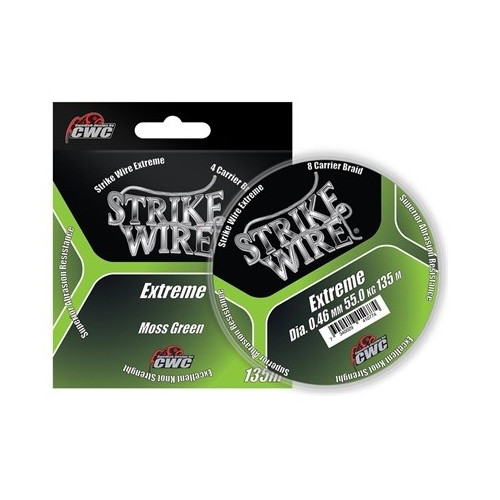 Spunnen fiskelina Strike Wire Extreme mossgrön, 135 m, 0,36 mm