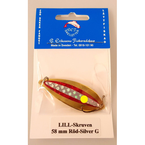 Köp 260-G LILL-SKRUVEN 58mm GULD Röd/Silver på MiEKOfishing.se!