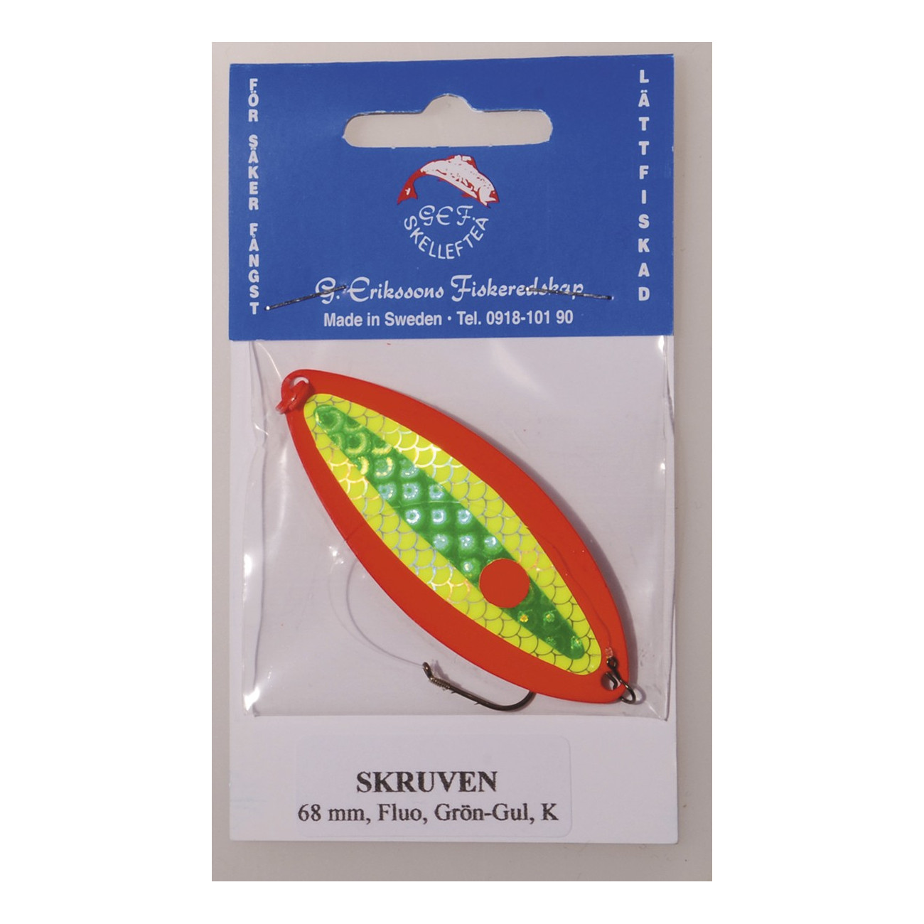 Köp 259-K SKRUVEN 68mm FLUO ORANGE Gul/Grön på MiEKOfishing.se!