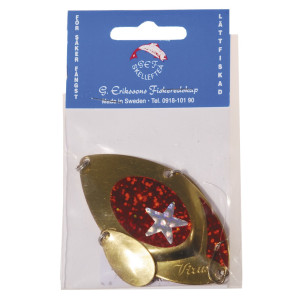 Köp 254-G STOR-VIRUS 75mm GULD Röd (2 pingel) på MiEKOfishing.se!